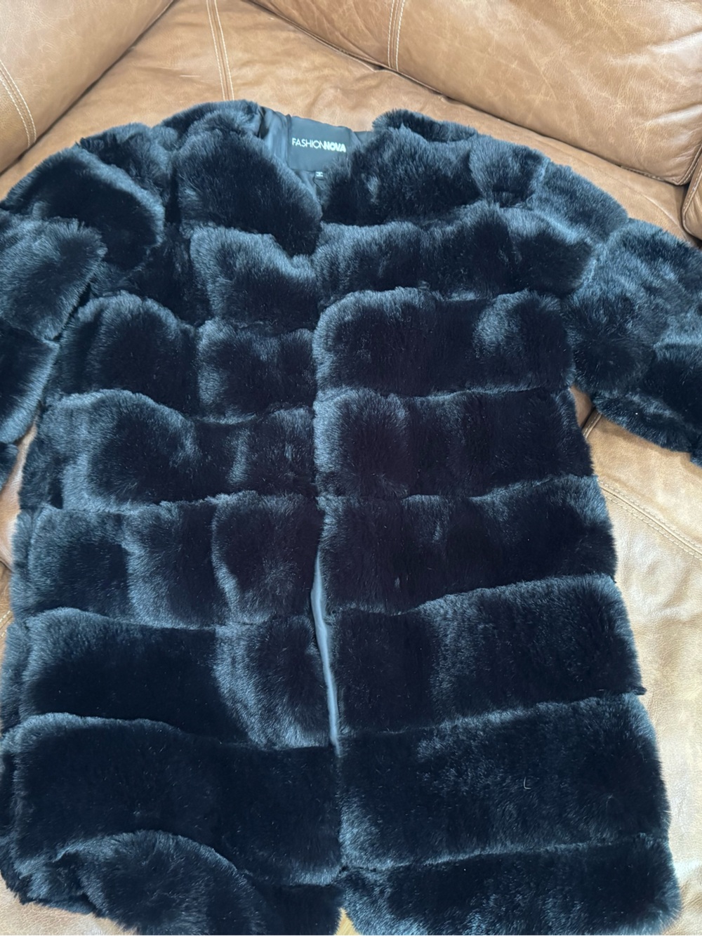 Fashion Nova Black Plush Faux-Fur Teddy Coat